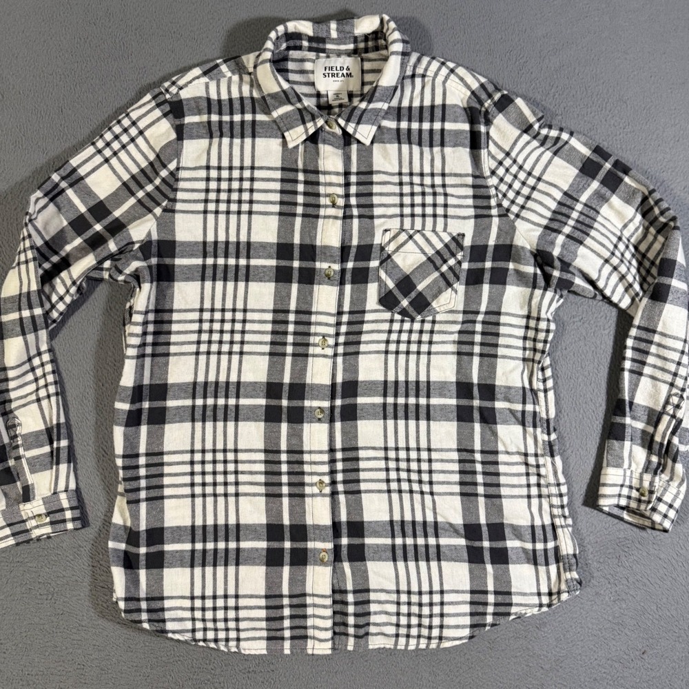 Field & Stream Women's Plaid Flannel‎ Shirt Top XL Long Sleeve Button Down